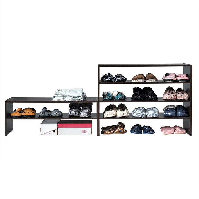 3 Pieces 31-Inch Stackable Multi-Shape Shoe Rack-Brown