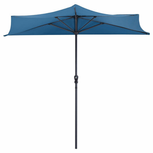 9Ft Patio Bistro Half Round Umbrella -Blue