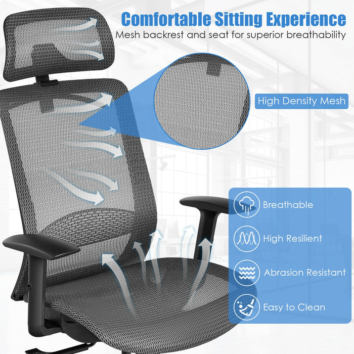 Height Adjustable Ergonomic High Back Mesh Office Chair with Hange-Gray