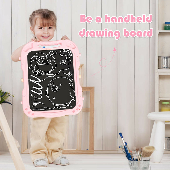 Height Adjustable Kids Art Easel Magnetic Double Sided Board-Pink