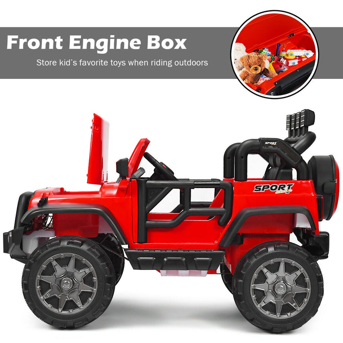 12V 2-Seater Ride on Car Truck with Remote Control and Storage Room-Red