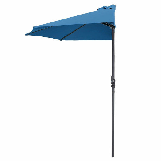 9Ft Patio Bistro Half Round Umbrella -Blue