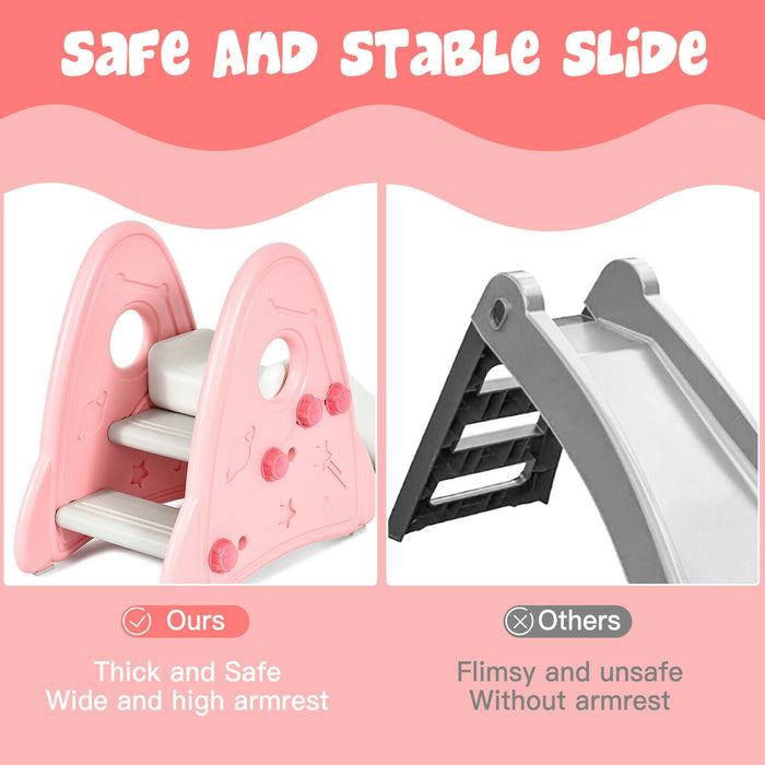 Freestanding Baby Slide Indoor First Play Climber Slide Set for Boys Girls -Pink