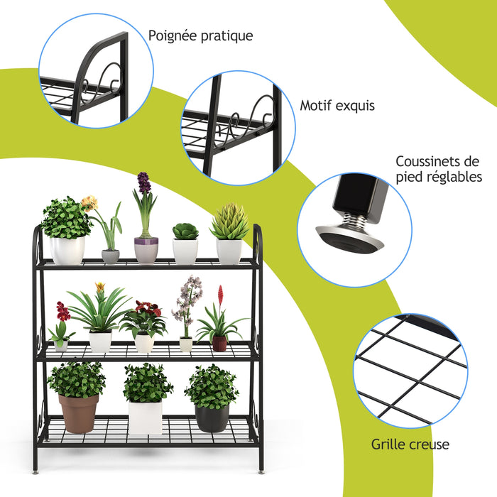 3-Tier Metal Plant Stand Shelf Display Rack for Plants Shoes Flower Pot