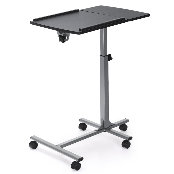 Adjustable Angle Height Rolling Laptop Table-Black