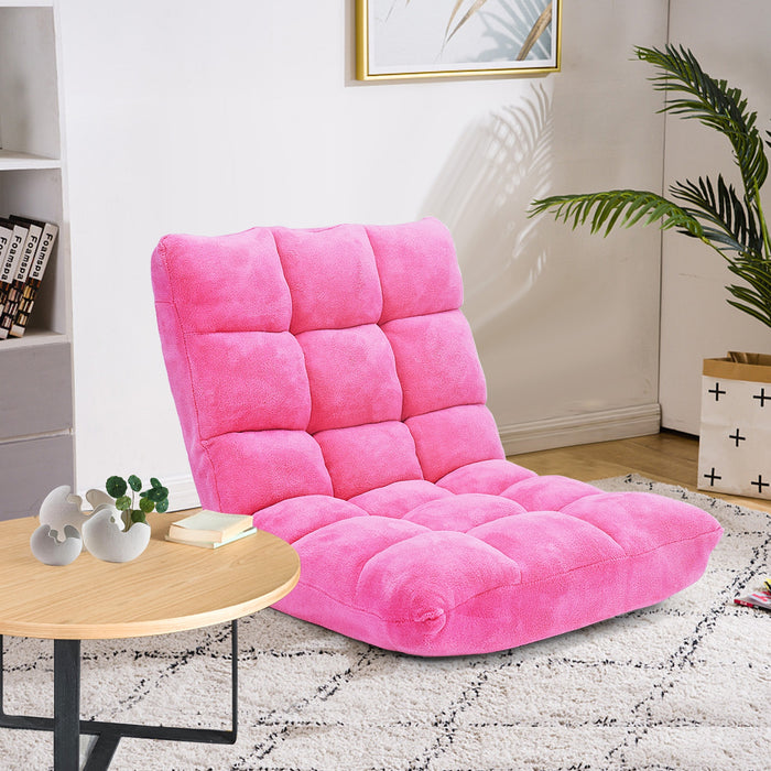 Adjustable 14-position Cushioned Floor Chair-Pink