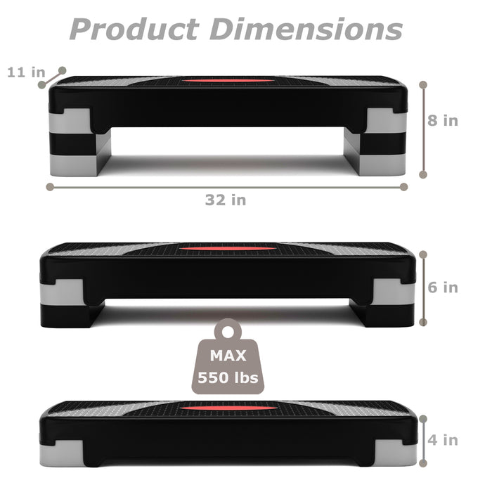 32 Inch Adjustable Fitness Aerobic Step with Riser