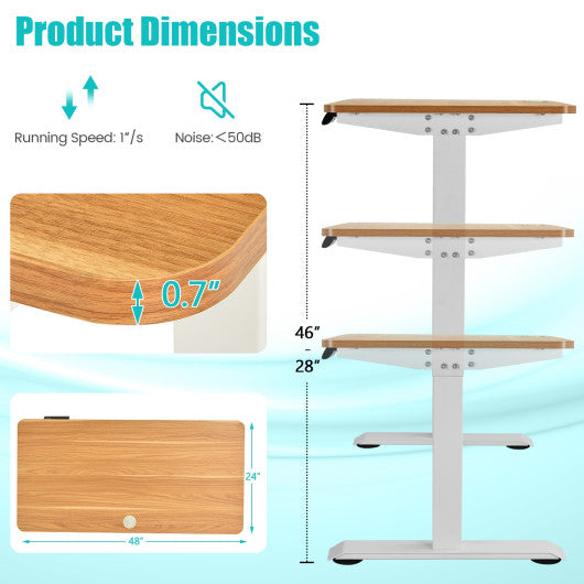 Electric Height Adjustable Standing Desk with Memory Controller-Coffee