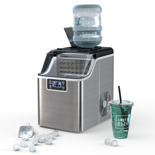 Electric Countertop Ice Maker with Ice Scoop and Basket-Sliver