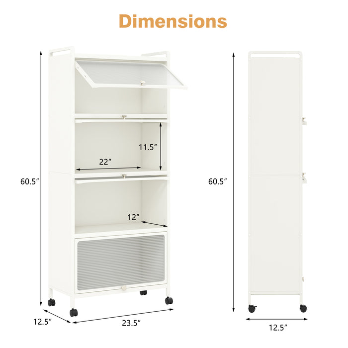 5-Tier Kitchen Baker's Rack with Flip-up PC Doors-White