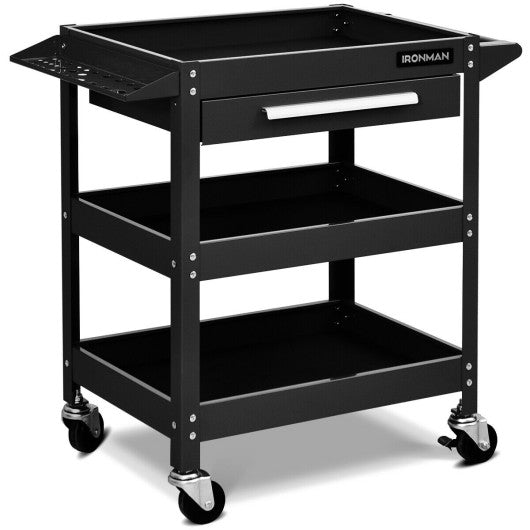 Rolling Tool Cart Mechanic Cabinet Storage ToolBox Organizer with Drawer-Black