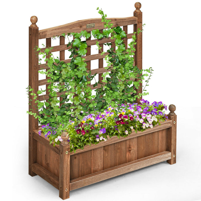 Wood Planter Box with Trellis Weather-resistant Outdoor