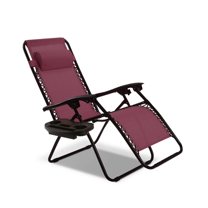 Outdoor Folding Zero Gravity Reclining Lounge Chair-Dark Red