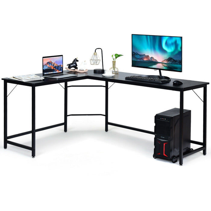 L Shaped Desk Corner Computer Desk PC Laptop Gaming Table Workstation-Black