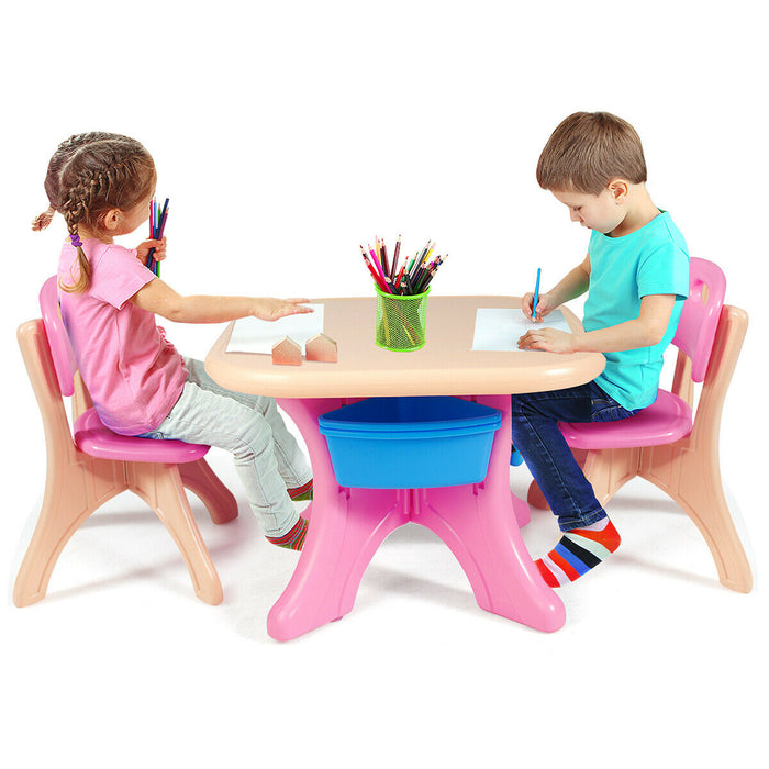 In/Outdoor 3-Piece Plastic Children Play Table & Chair Set