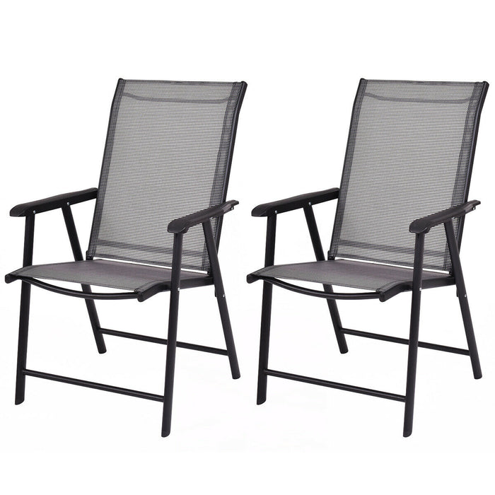 Set of 2 Outdoor Patio Folding Chairs-Gray