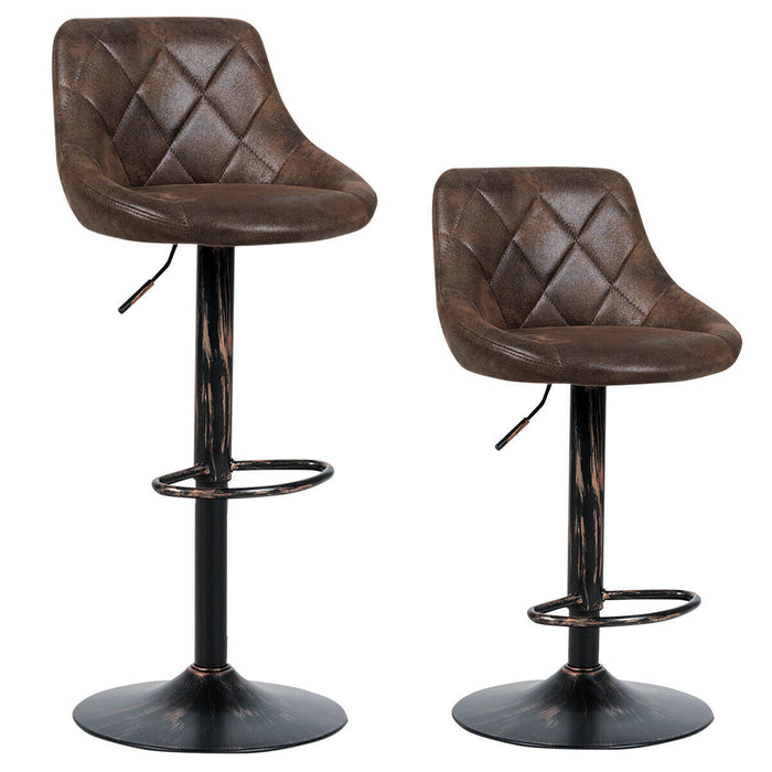 Set of 2 Adjustable Bar Stools with Backrest and Footrest