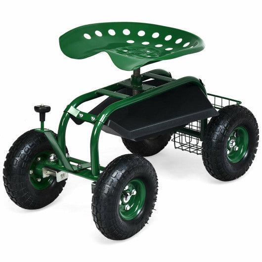 4-Wheel Rolling Garden Cart Work Seat