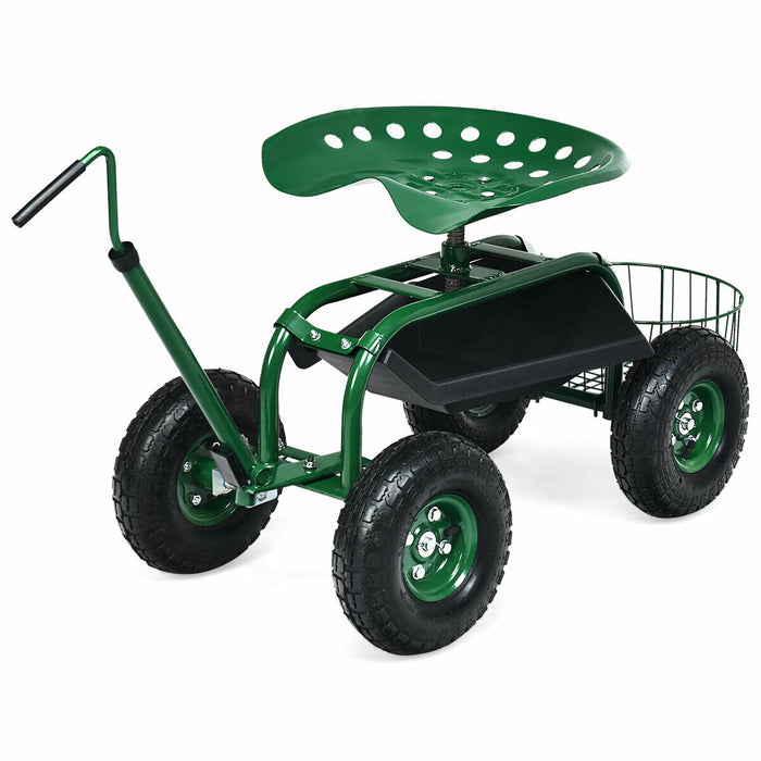 Extendable Handle Garden Cart Rolling Wagon Scooter