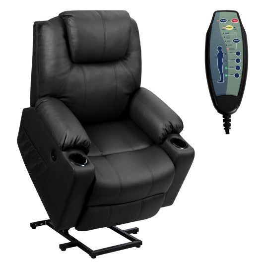 Electric Power Lift Leather Massage Sofa-Black