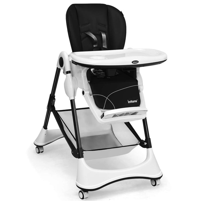 A-Shaped High Chair with 4 Lockable Wheels-Black