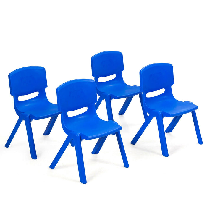 4-pack Kids Plastic Stackable Classroom Chairs-Blue