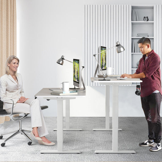 Electric Height Adjustable Standing Desk with Memory Controller-White