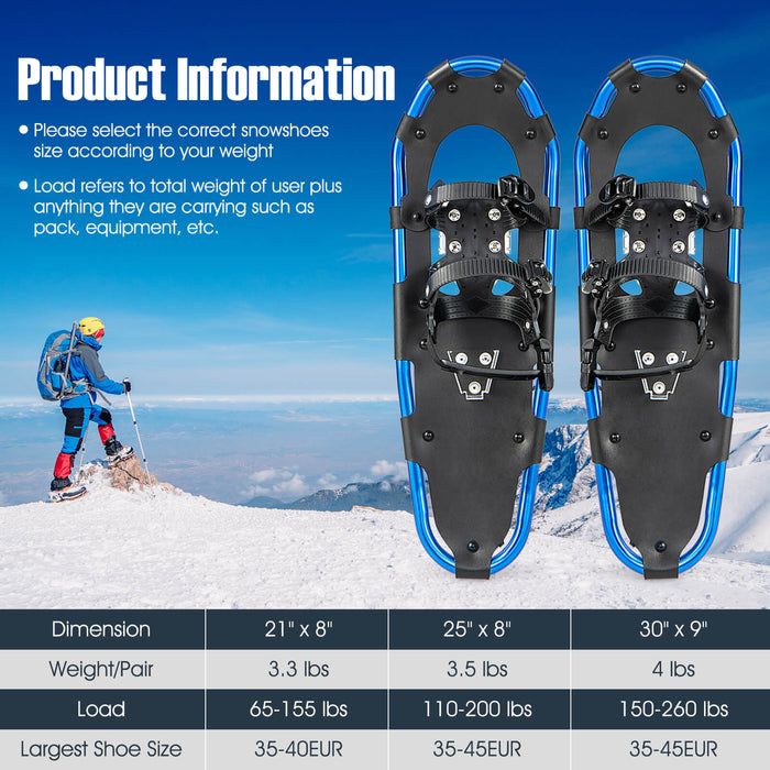 21/25/30 Inch Lightweight Terrain Snowshoes with Flexible Pivot System-21 inches