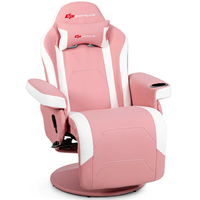 Ergonomic High Back Massage Gaming Chair with Pillow-Pink