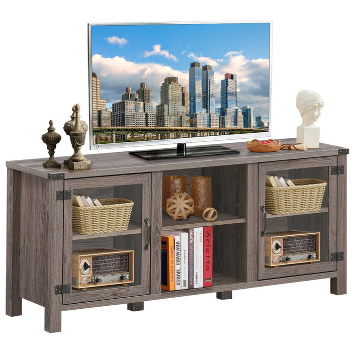 TV Stand Entertainment Center for TVs up to 65 Inch with Storage Cabinets-Gray