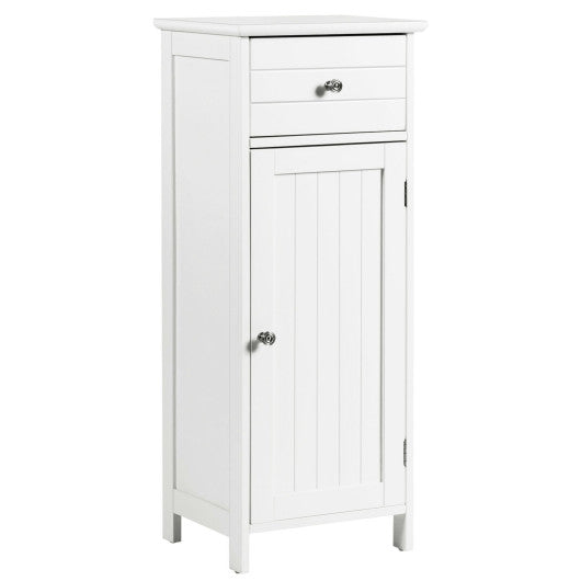 Wooden Bathroom Floor Storage Cabinet with Drawer and Shelf