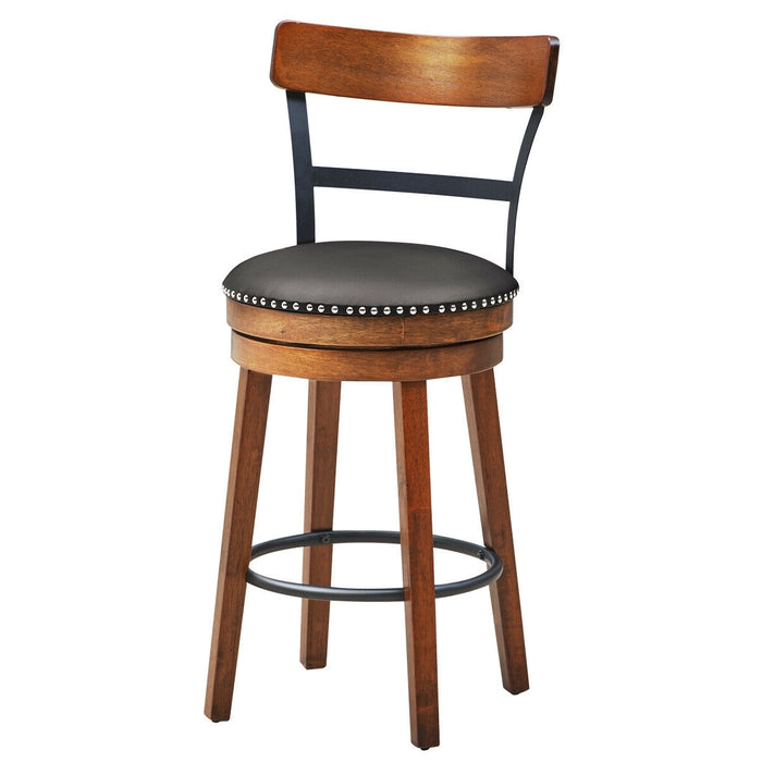 25.5 Inch 360-Degree Bar Swivel Stools with Leather Padded