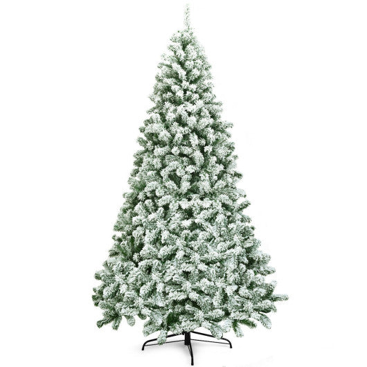 7.5 Feet Snow Flocked Artificial Christmas Tree Hinged with 1346 Tip and Foldable Base