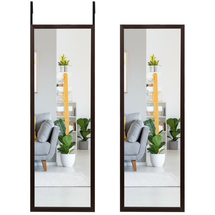 Full Length Metal Door Mirror with Adjustable Hook-Coffee