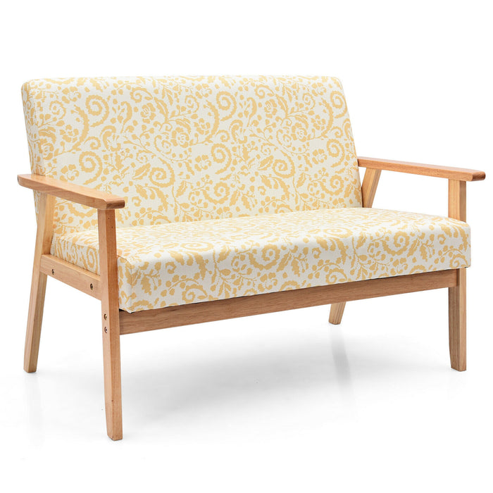 Modern Fabric Loveseat Sofa Couch Upholstered 2-Seat Armchair-Yellow