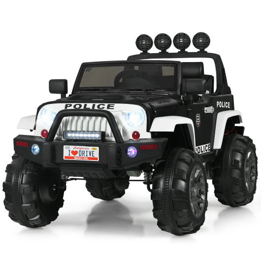 12V Kids Ride On Truck with Remote Control and Double Magnetic Door-Black & White