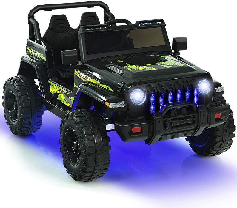 12V Kids Ride-on Jeep Car with 2.4 G Remote Control-Black & Green