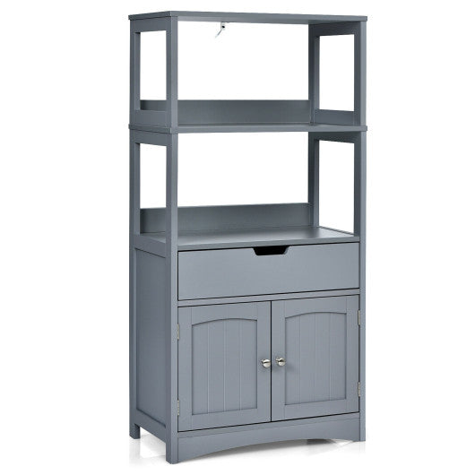 Bathroom Storage Cabinet with Drawer and Shelf Floor Cabinet-Gray