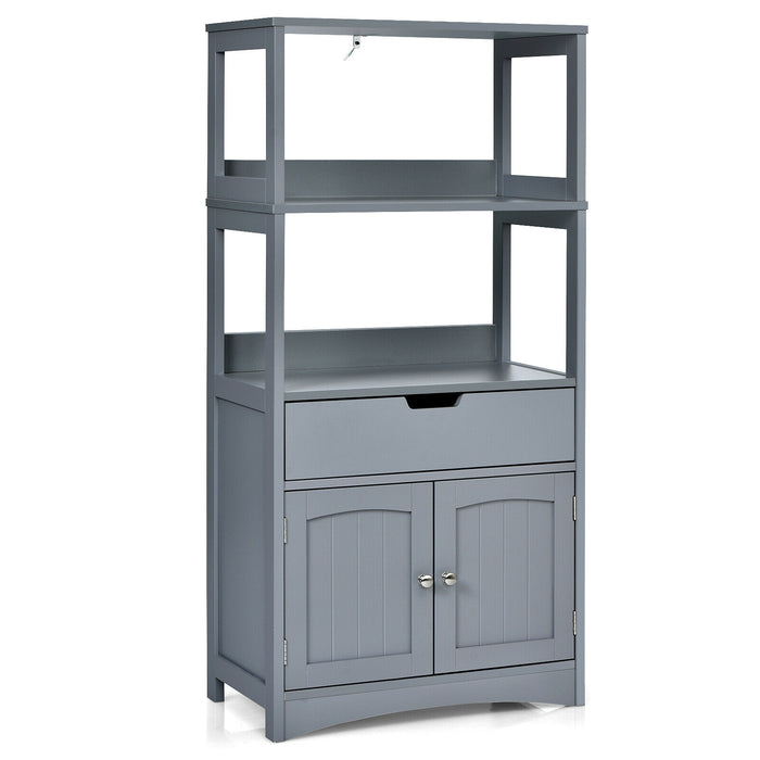 Bathroom Storage Cabinet with Drawer and Shelf Floor Cabinet-Gray