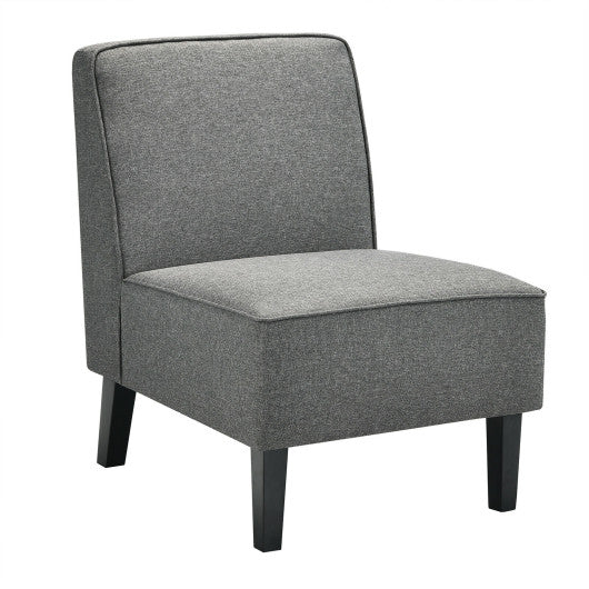 Modern Armless Accent  Sofa Chair with Rubber Wood Legs -Gray