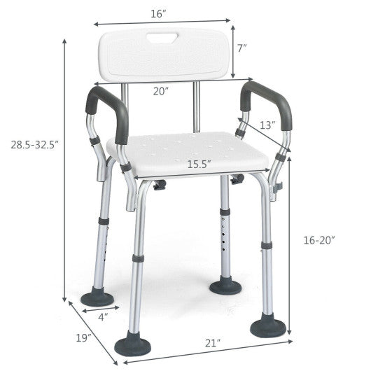 Shower Chair Spa Bathtub with Removable Armrests and Back