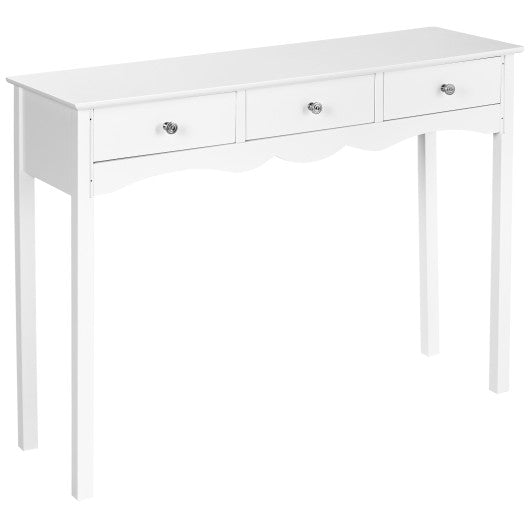 Side Sofa Table with Storage 3-Drawers-white