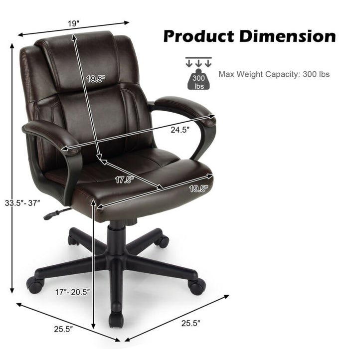 Adjustable Leather Executive Office Chair Computer Desk Chair with Armrest