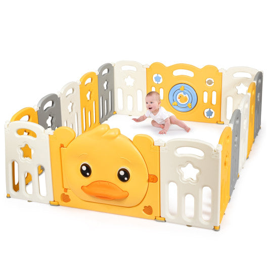 16-Panel Foldable Baby Playpen with Sound