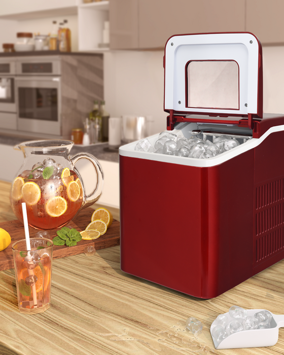 Portable Countertop Ice Maker Machine with Scoop-Red