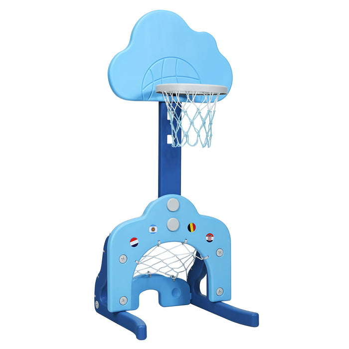 3-in-1 Kids Basketball Hoop Set with Balls-Blue