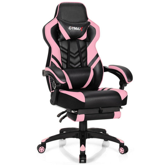 Adjustable Gaming Chair with Footrest for Home Office-Pink