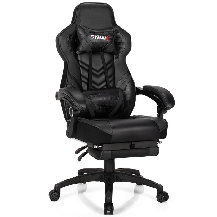 Adjustable Gaming Chair with Footrest and Lumbar Cushion for Office-Black