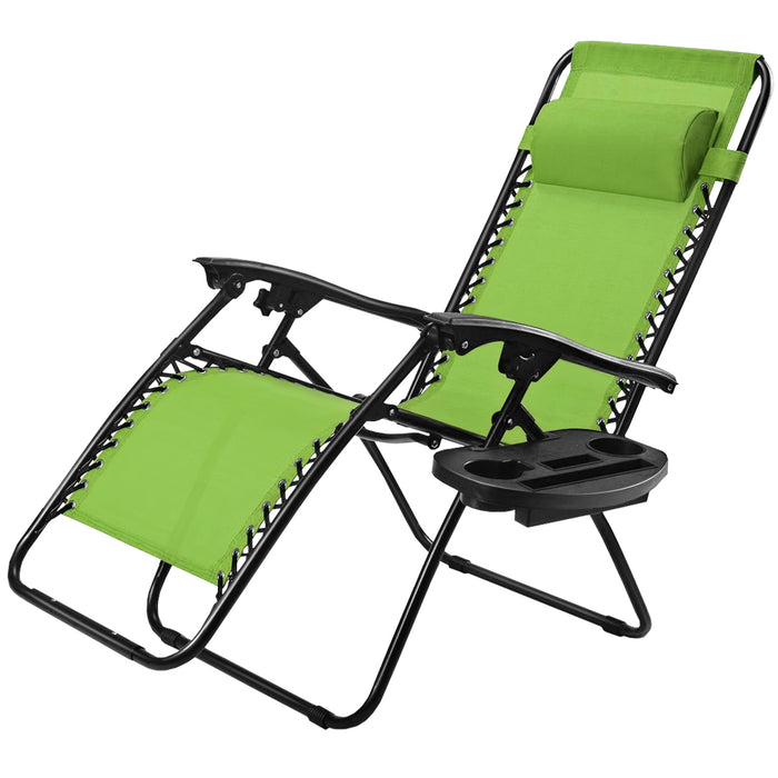 Outdoor Folding Zero Gravity Reclining Lounge Chair-Green