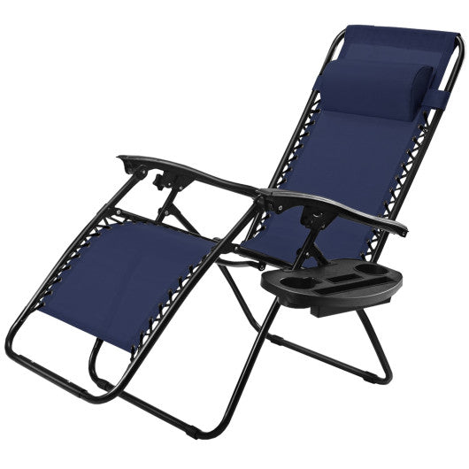 Outdoor Folding Zero Gravity Reclining Lounge Chair-Blue